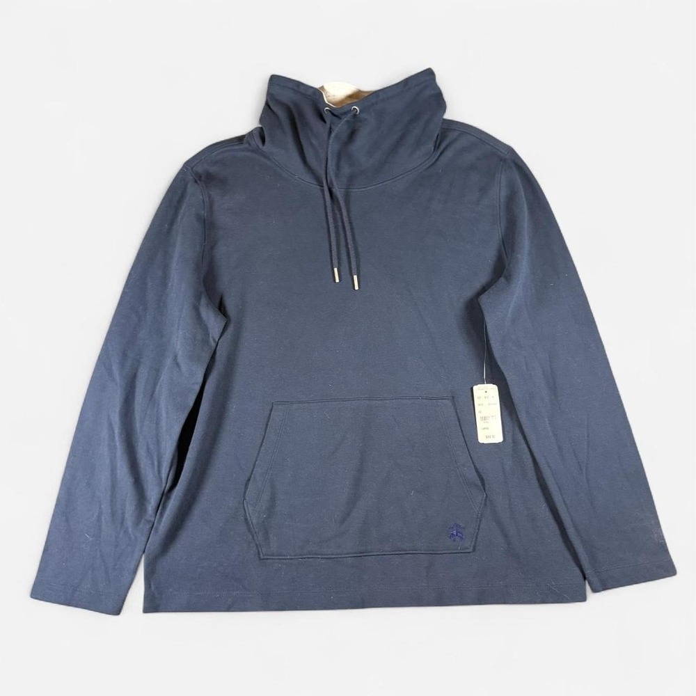 NEW Brooks Brothers Navy Blue Cowl Neck Pullover Sweater Drawstrings Size Large